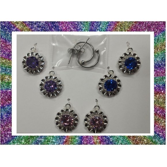 3/$12  Crystal Rhinestone Interchangeable Charm Earrings-3 Pairs in Set - Picture 7 of 8